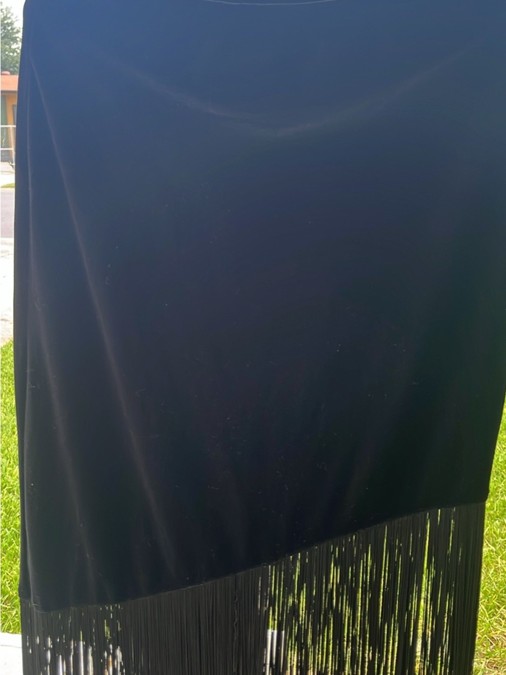 Patra Black Fringe Maxi Skirt
